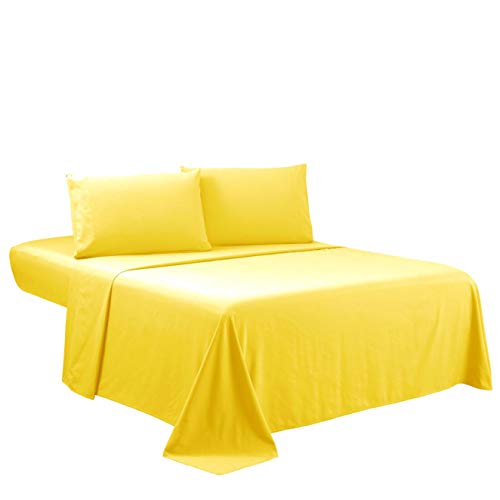 Sfoothome Full Sheets Set - Hotel Luxury 4-Piece Bed Set, Extra Deep Pocket, 1800 Series Bedding Set, Wrinkle & Fade Resistant, Sheet & Pillow Case Set (Full, Yellow)