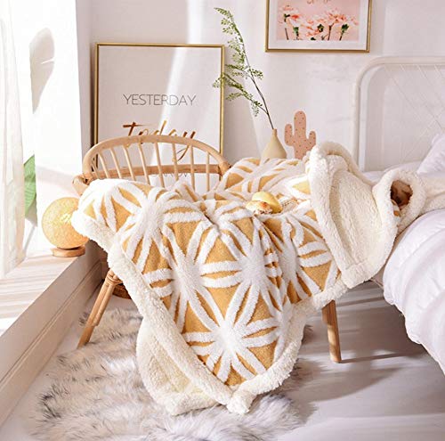 Ukeler Yellow Sherpa Fleece Blanket Ultra Plush Lightweight Throw Blankets Cozy Soft Luxury Blanket for Couch Bed 60'' x 50''