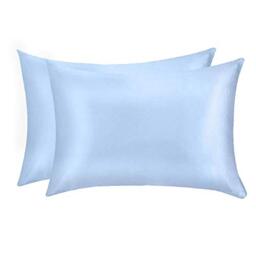 Jocoku 100% Mulberry Silk Pillowcases Set of 2 for Hair and Skin and Super Soft and Breathable Standard Size Nature Silk Pillowcases (Standard, Blue)
