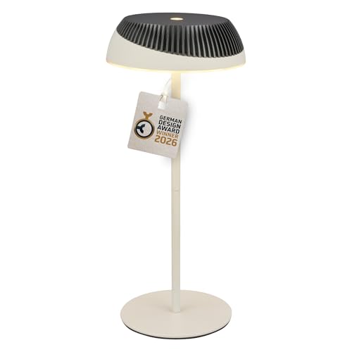 BRILONER - Alusta Rechargeable LED Table Lamp, Stepless Touch Dimmer, IP44, USB-C, Night Light, Bedside Lamps, Battery Lamp, German Design Award Winner 2026, 14 x 32 cm, Anthracite Warm Grey