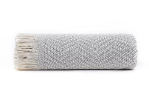 Todocama - Multipurpose Sofa Quilt, Foulard Blanket, Plaid for Bed, Sofa Cover, Jarapas, Made in Spain, Herringbone. (230 x 260 cm, Light Grey)