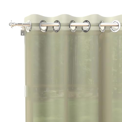 Soleil d'ocre, Alix Net Curtain with Eyelets, Polyester, Khaki, 135 x 250 cm
