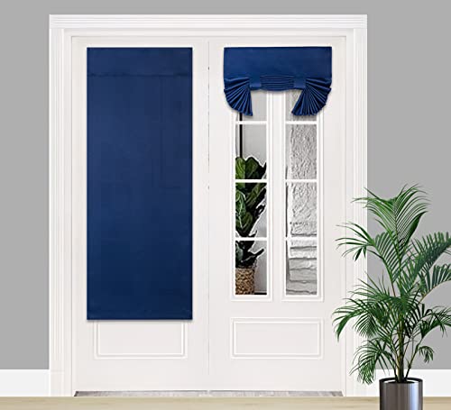 PI Blackout French Door Curtain 2 Panels, Privacy Thermal Insulated Tie Up Curtain for Glass/Front/Sliding/Patio Door (W30XL68, Navy)