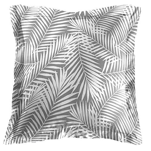 douceur d'intérieur, Botania Flat Ruffle Pillowcase (63 x 63 cm) Grey 100% Cotton