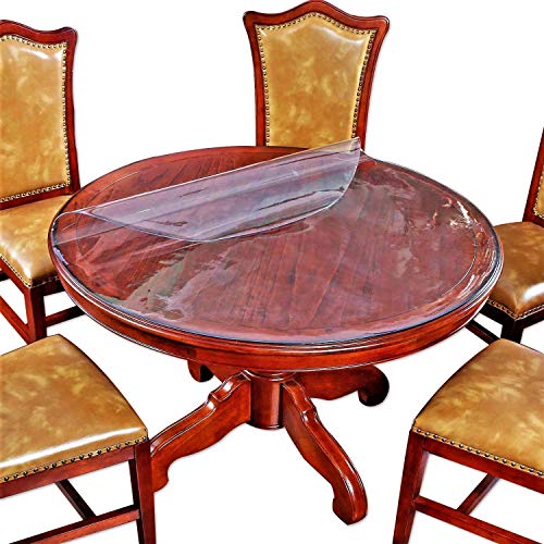 Round Table Protector Cover Clear Plastic Vinyl Tablecloth Small Sofa Bed Bedside Side End Table Top Wood Furniture Kitchen Dining Tabletop PVC Planter Pot Mat Pads Waterproof 18 Inch Diameter 2 Sets