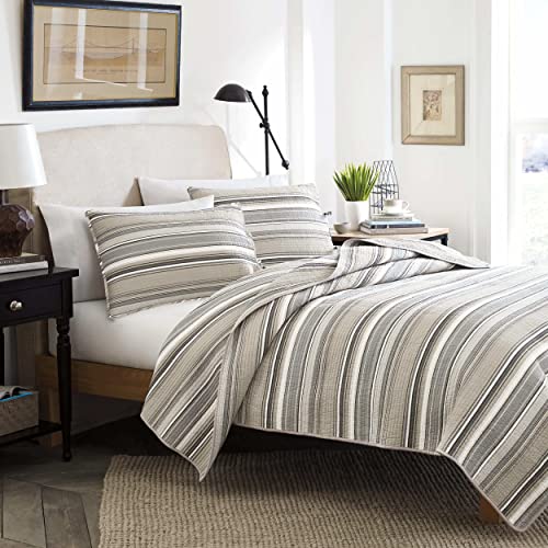 Stone Cottage Fresno Collection Quilt Set-100% Cotton, Reversible Bedding with Matching Sham(s), Twin, Neutral