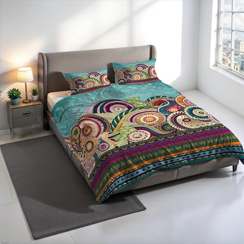 KIO657 KIO657 Digital Print Duvet Cover Set, 100% Cotton, Made in Italy, Double Bed Duvet Cover Set 250 x 200 cm+2 Pillowcases 50 x 80 cm