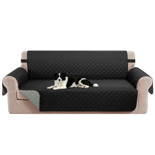 Luxshare Home Reversible 4 Seater Sofa Cover 91 Inch Large Couch Cover Furniture Protector(Sofa XX-Large,Black/Grey)