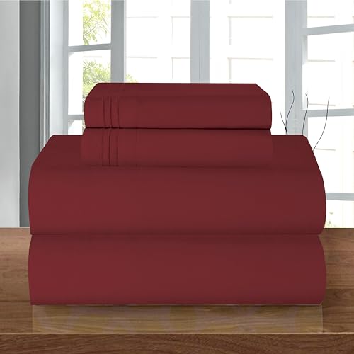 Elegant Comfort Bedding Set, Deep Pocket up to 16inch, Microfiber, Burgundy, California King