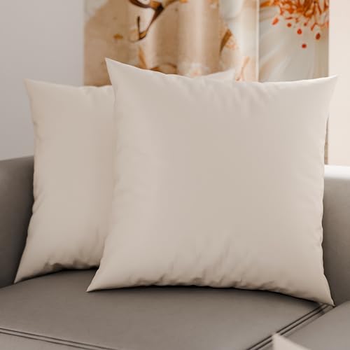 PETTI Artigiani Italiani - Pair of Pillowcases 45x45 cm in Microfiber, Bedroom Cushions, Sofa, Set of 2 Cushion Covers, Solid Color Cream Pillowcase, 100% Made in Italy