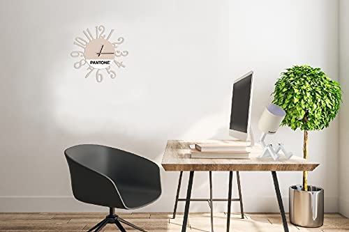 Homemania Round Wall Clock for Living Room Kitchen Office Sand White Black Metal 40 x 0.15 x 40 cm, Dimension du Produit: L40xP0,15xA40 cm, 0,7 kg