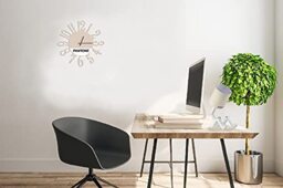 Homemania Round Wall Clock for Living Room Kitchen Office Sand White Black Metal 40 x 0.15 x 40 cm, Dimension du Produit: L40xP0,15xA40 cm, 0,7 kg