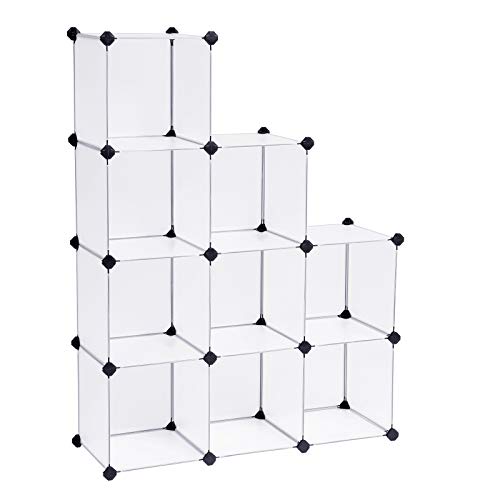 SONGMICS Plastic Closet Wardrobe Cabinet Bathroom Shelf Shoe Rack White 93 x 31 x 123 cm LPC115S
