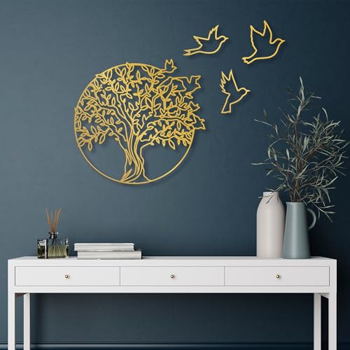 Elegant Gold Decorative Metal Wall Accessory, 61 x 56 cm, 100% Metal (1.5 mm Thick), Perfect for Modern Home Decor, Easy Wall Hanging