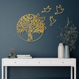 Elegant Gold Decorative Metal Wall Accessory, 61 x 56 cm, 100% Metal (1.5 mm Thick), Perfect for Modern Home Decor, Easy Wall Hanging
