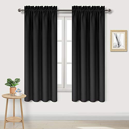 DWCN Blackout Curtains Living Room Curtain Panels Thermal Insulated Room Darkening Bedroom Curtains, Set of 2 Panels Pair, 42 x 63 inch Long, Black