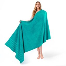 American Soft Linen, Bath Sheet 35 in 70 in, 100% Turkish Cotton, Jumbo Large Bath Towel Sheet, Premium Quality Luxury Towels for Bathroom, Soft Absorbent Bath Sheet Towels, Turquoise Blue