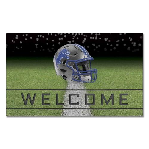 "FANMATS 19943 Team Color 18"" x 30"" Crumb Rubber Detroit Lions Door Mat"