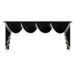VOGOL Super Wide European Style Valances, 110 Inches Wide Waterfall Valance Curtain for Living Dining Room, 1 Panel Soft Touch Velvet Window Treatment for Kitchen, Black
