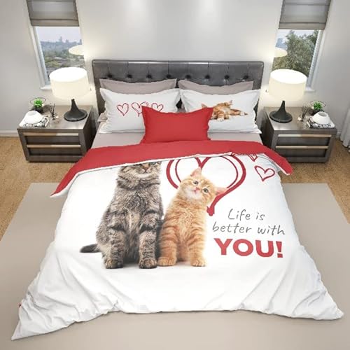 Homemania 14221 Envelopes Set, Cats-Animals, Single-with Duvet Cover, Pillowcase for Bed, Multi-Colour, Cotton, 150 x 200 cm