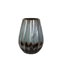 Romimex Vase Blue Black Blue/Black Ceramic 23 x 28 x 23 cm