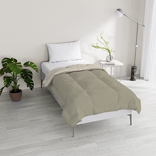 Italian Bed Linen Dreams and Capricci Two-Tone Padded Winter Duvet, Taupe/Cream, Single 150 x 200 cm