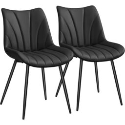 Yaheetech Set of 2 Modern Upholstered Dining Chairs with Metal Legs, Armless Side Chairs for Kitchen Dining Room Living Room, Kitchen Chairs with Backrest Black