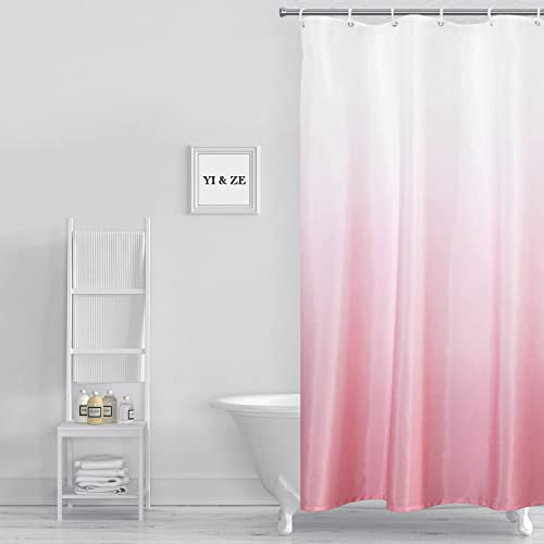 Ombre Shower Curtain Sets - YI & ZE for Bathroom Accessories Fabric Polyester Waterproof Modern Shower Curtain Liner with 12 Hooks Pink W36xL72