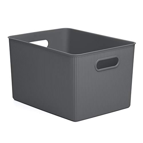 TATAY Plastic Storage Basket 22 L Baobab - Organizer Box - Integrated Handles - Compact and Versatile Design - BPA-Free Plastic - 29.4 x 38.5 x 23 cm, Grey