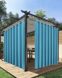 HolidayIdeas Extra Wide Outdoor Curtains for Patio Waterproof, 2 Panels - 110 x 95 Inch - Privacy & Light Filtering Curtains Grommet Outside Curtains for Porch, Gazebo, Pergola, Backyard (Teal