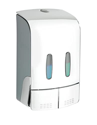 WENKO 2-chamber disinfectant and soap dispenser, tartas chrome, soap dispenser and disinfectant dispenser, capacity per chamber: 480 ml, 0.96 l