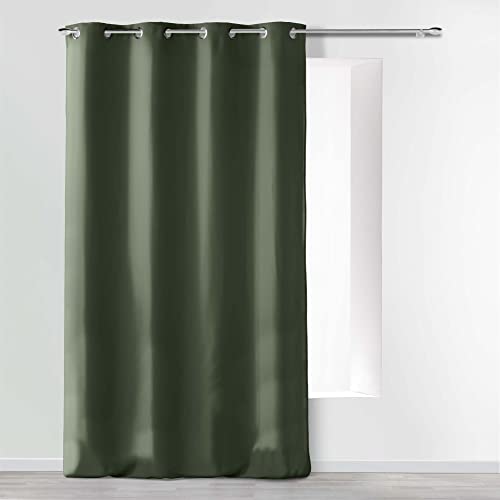 Douceur d'Intérieur Plain Microfibre Eyelet Curtain 140 x 280 cm Khaki