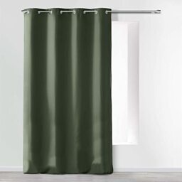 Douceur d'Intérieur Plain Microfibre Eyelet Curtain 140 x 280 cm Khaki