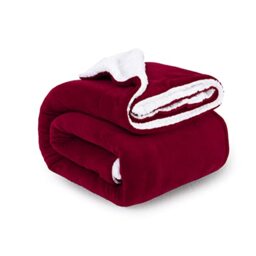 ComfyWell Sherpa Fleece Blanket, Soft and Cozy - Throw Blanket, Large Fluffy Blanket throws for Sofa, Couch, Bed, Travel, Thick Thermal Warm Bed Blanket 200x240cm. (King, Burgundy)