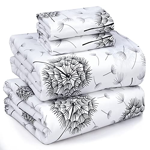 Ruvanti 100% Cotton Full Size Sheets - Crispy Cooling Percale 4-Piece Set - Breathable & Durable With 16 Inches Deep Pocket - Dandelion