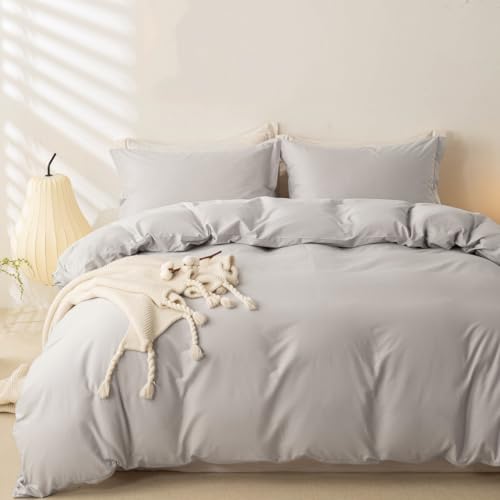 "OAITE 100% Brushed Cotton Duvet Cover Twin Size Soft Breathable Durable Bedding with Zipper Closure - 3 Pieces Plain Simple Duvet Cover Set,2 Pillow Shams,1 Duvet Cover(68""x90"")"