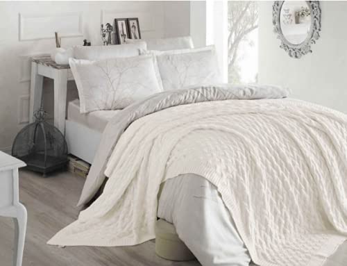 Plaid and Blankets by homemania ca16001, Synthetic Material, Ecru, King, Blanket 240 x 220 x 0.1 cm