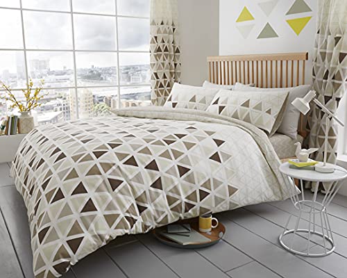 Gaveno Cavailia Luxury GEO TRIANGLE Bed Set with Duvet Cover and Pillow Case, Polyester-Cotton, Natural, King