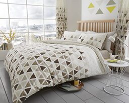 Gaveno Cavailia Luxury GEO TRIANGLE Bed Set with Duvet Cover and Pillow Case, Polyester-Cotton, Natural, King