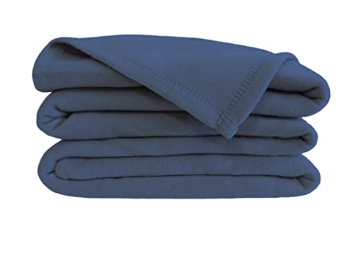 POYET MOTTE Poleco Navy Polyester Fleece Blanket 240 x 260 cm
