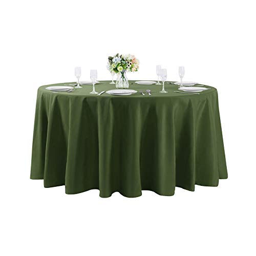 Cupuamon 132 inch Round Tablecloth Washable Polyester Table Cloth Decorative Table Cover for Wedding Party Dining Banquet???132 inch,Willow???