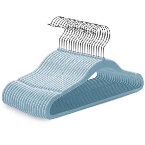 Kidoola 20 Velvet Baby Hangers, Non-Slip, Nursery Hangers, Up to 24 Months - 360?? swivel hooks, size dividers newborn to 24m, unisex, durable, prevents fabric slipping, slim space-saving design