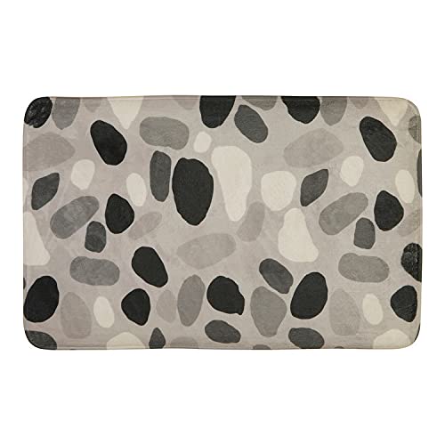 Premier Housewares Bath Mat Set Soft Non-Slip Bath Mats For Bathrooms Made from Polyester Gray and White Pebble Pattern 50 x 1 x 80