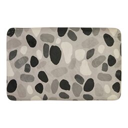Premier Housewares Bath Mat Set Soft Non-Slip Bath Mats For Bathrooms Made from Polyester Gray and White Pebble Pattern 50 x 1 x 80