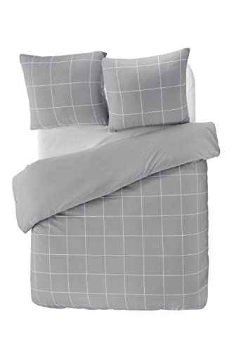 Papillon Hilary Duvet Cover Grey, Jersey 100% cotton, Gray, 140 x 200/220 cm