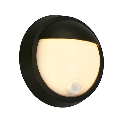 BRILONER - LED Wall Light Battery with Motion Sensor, Twilight Sensor, 20 Seconds Timer, Outdoor Light, Wall Light, Outdoor LED Spotlight, Outdoor Wall Lights, 17 x 7 cm, Black