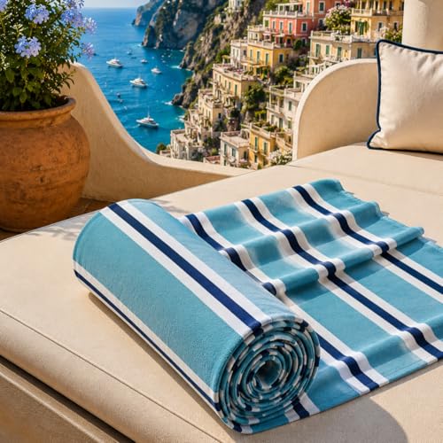 PETTI Artigiani Italiani - Microfibre Beach Towel, Beach or Pool Towel, Beach Towel, Large 90 x 180 cm, Millerighe 18