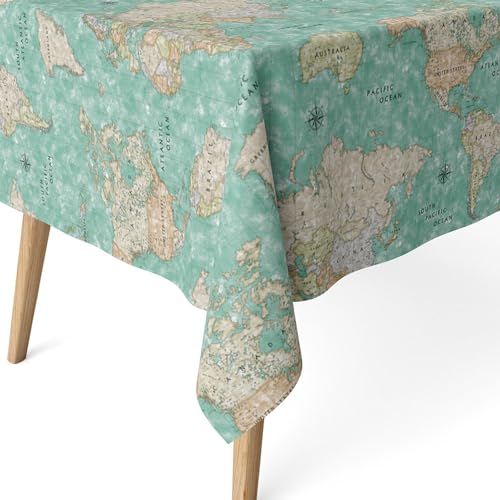 ECOMMERC3 - Stain Resistant Tablecloth for Rectangular Table Size 220 x 140 cm - Stain Resistant Extra Soft and Waterproof Tablecloth Turquoise