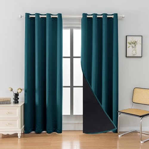 Anytime 100% Blackout Curtain Set, Thermal Insulated & Energy Efficiency Window Draperies for Guest Room, Full Shading Panels for Shift Worker and Light Sleepers???Greyish Blue, 2 Panels, 52W x 120L???