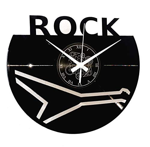 Instant Karma Clocks - Rock Wall Clock - Hand Symbol and Bold Typography Design - Silent Quartz Movement - Perfect for Rock Fans, Musicians and Alternative Spaces